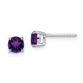 thumbnail image 1 of 14k White Gold Round Amethyst Earrings, 1 of 1