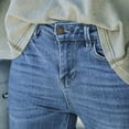 thumbnail image 7 of Sngxgn Women's Mid Rise Waist Cut Riding Jean(Light Blue,M), 7 of 7
