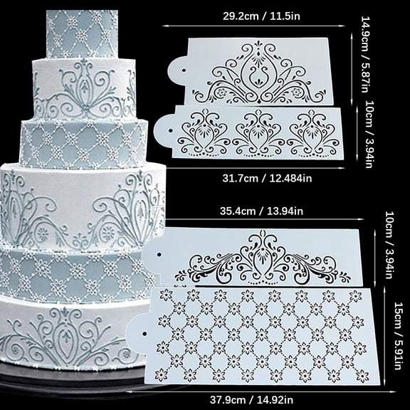 Silicone cake mold BPA-free silicone mold for oven Cake Wedding Cake Flower Spray Cake Flower Hollow Lace Cake 4 Piece