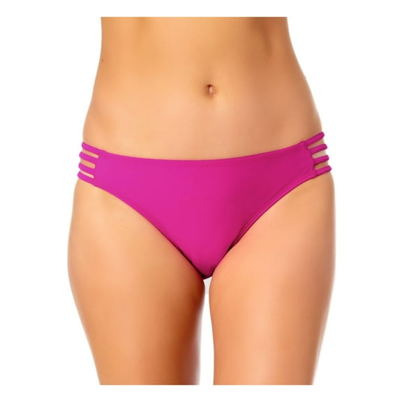 CALIFORNIA SUNSHINE Women's Pink Stretch Lined Bikini Strappy Moderate Coverage Hipster Swimsuit Bottom S