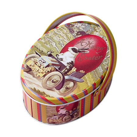 

REYYOISKA Easter Ornament Oval Box With Handle Rabbit Egg Pattern Storage Box Children s Gift Cookie Box