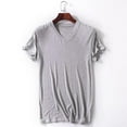 thumbnail image 3 of Fanxing Big And Tall T Shirts V Neck Gray Comfort Short Sleeve Tshirts Summer Basic Tees 5XL, 3 of 5