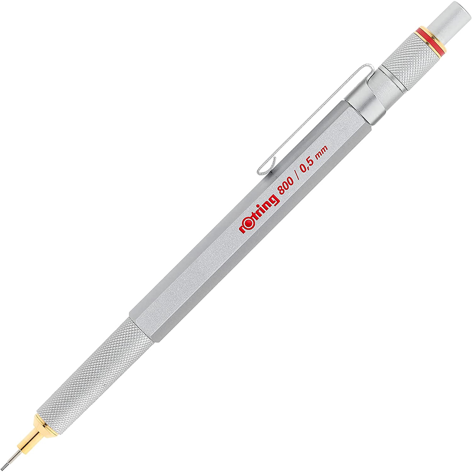 MorandiMal 800 Retractable Mechanical Pencil, 0.5mm, Silver Metal Barrel - For Drafting, Engineering, Architecture Professionals