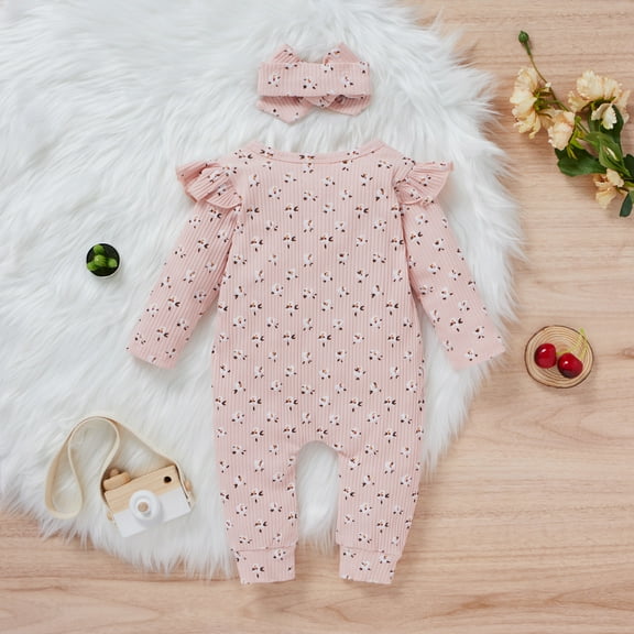 Aayomet Baby Winter Romper Baby Girl Clothes Cotton Linen Rompers Solid Jumpsuit Bodysuit Cute Baby Romper Girls Summer Outfits,Pink 9-12 Months