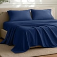 thumbnail image 3 of Bare Home Ultra-Soft Flat Sheets - Premium 1800 Collection - Brushed - Queen, Dark Blue, 3 of 8