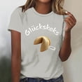 thumbnail image 4 of Levmjia Women's Graphic Round Neck T-Shirt, Funny German Text "Glückskeks" Print Tee, Casual Short Sleeve Summer Top, Soft Polyester Blend, Sizes XS-XL, 4 of 4