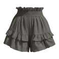 thumbnail image 4 of Women's Summer Cotton Ruffle Shorts Elastic High Waist Casual Layered Shorts Tennis Golf Comfy Shorts Gray M(M), 4 of 6