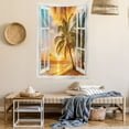 thumbnail image 2 of Beach Tapestry, Sea Ocean Palm Tree Sunset Scenery House Wooden Windows of Art Pictures, Wall Hanging for Bedroom Living Room Dorm Decor, 60W X 80L Inches, Brown White Yellow Blue, by Ambesonne, 2 of 5