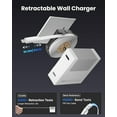 thumbnail image 5 of Gitryin Portable USB Phone Charger Block, Retractable Wall Charger with 33.5in Retractable Lightning Cable, 40W Fast Charging Block with USB C Port, Power Adapter with Foldable Plug for iPhone., 5 of 10