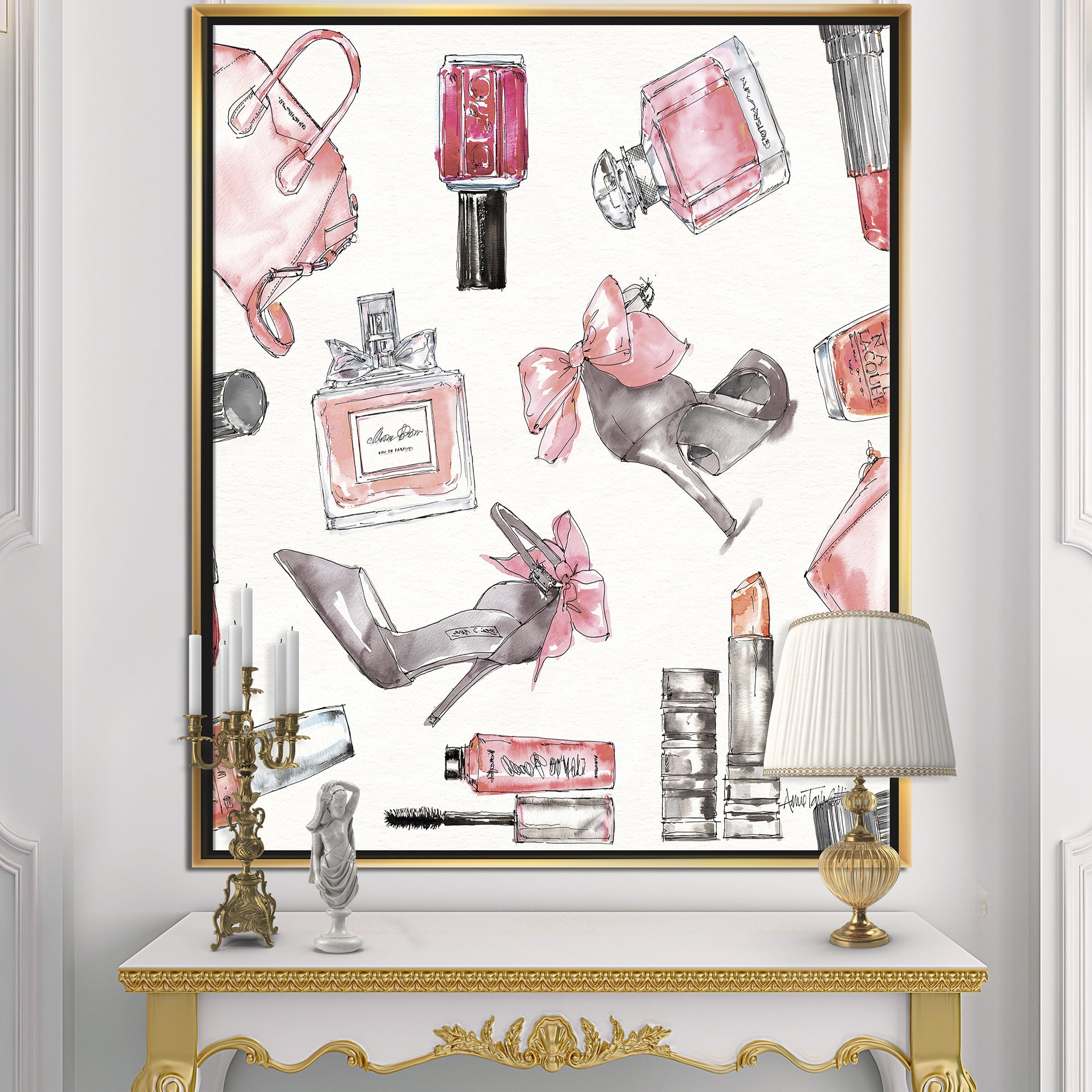 Designart ' Glam Chic Accents Pattern I ' Fashion Framed Canvas