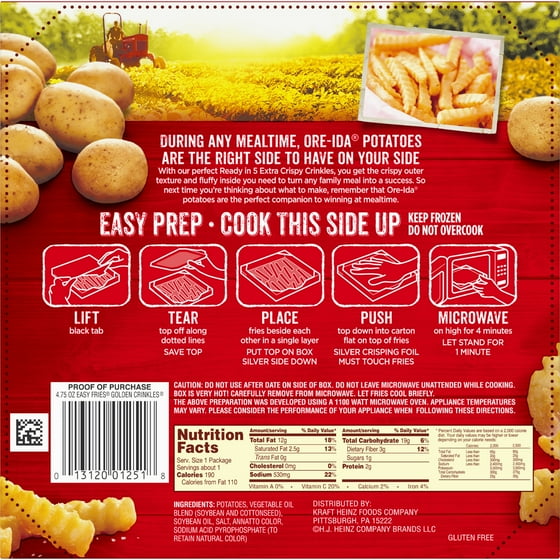 Ore Ida Easy Fries Golden Crinkles 4 75 Oz Box
