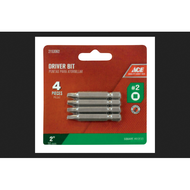 Ace 2 Square Screwdriver Bit 1/4 in. Dia. x 2 in. L 4 pc. Walmart