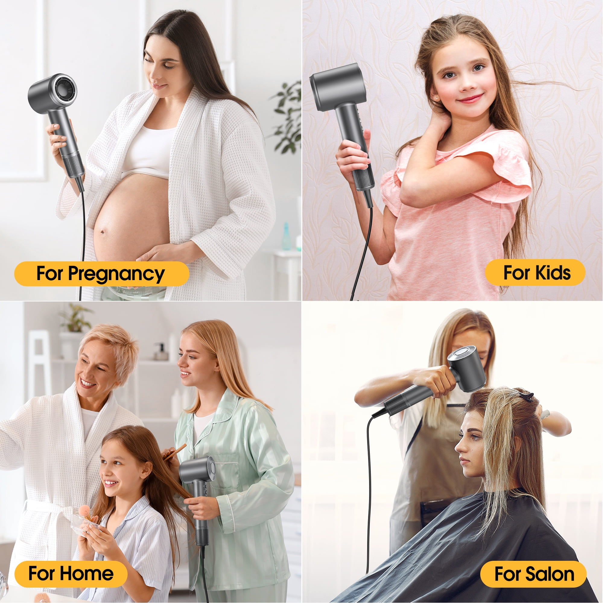 Hair dryer, High-Speed Blow Dryer With 6 Temps & 3 Speeds, 500 Million Negative Ions Hair dryer, 150,000 RPM Brushless Motor for Fast Drying