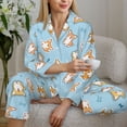 thumbnail image 6 of Pajama Sets for Women 2 Pcs, Corgi Dog 1 Button Down Long Sleeve Sleepwear Lounge PJ Sets, 6 of 6