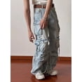 thumbnail image 5 of 2024 nuevos pantalones vaqueros de mujer de cintura alta holgados y rectos de gran tamaño con múltiples bolsillos estilo punk Y2K para lavado americano de industria pesada, 5 of 5