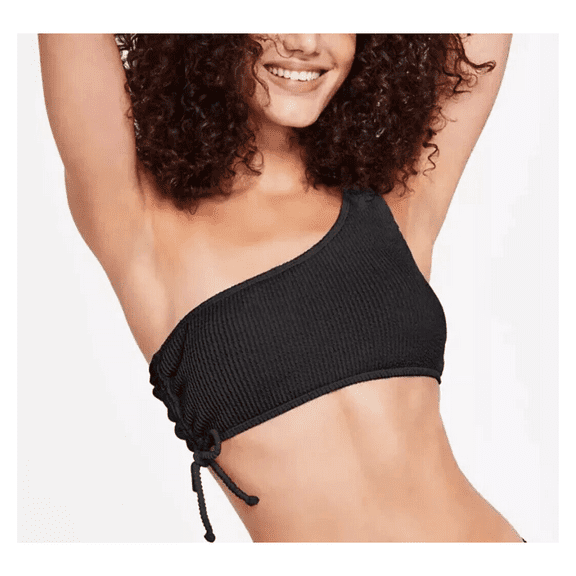 Salt   Cove Juniors' One-Shoulder Side-Shirred Bikini Top , Black , XS