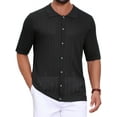 thumbnail image 1 of Camisa de rayas para hombre Inspire Chic, de verano, de manga corta, de punto, transparente, talla XL, negra, 1 of 5