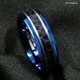 thumbnail image 5 of Tungsten Rings for Men Wedding Bands for Him 8mm Black and Blue Carbon Fiber, 5 of 5