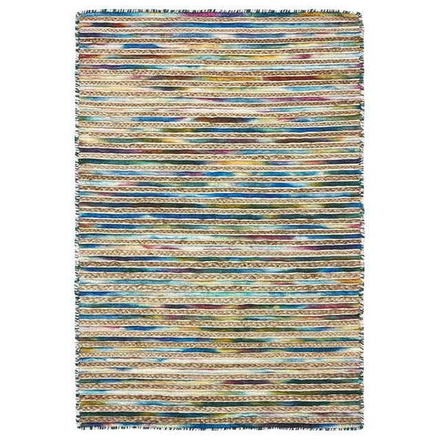 LR Home TOPAN81324LBU5079 Topanga Striped Wool & Jute Indoor Area Rug, Lapis Blue - 5 ft. x 7 ft. 9 in.