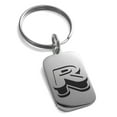 thumbnail image 1 of Stainless Steel Letter R Initial 3D Monogram Engraved Small Rectangle Dog Tag Charm Keychain Keyring, 1 of 1