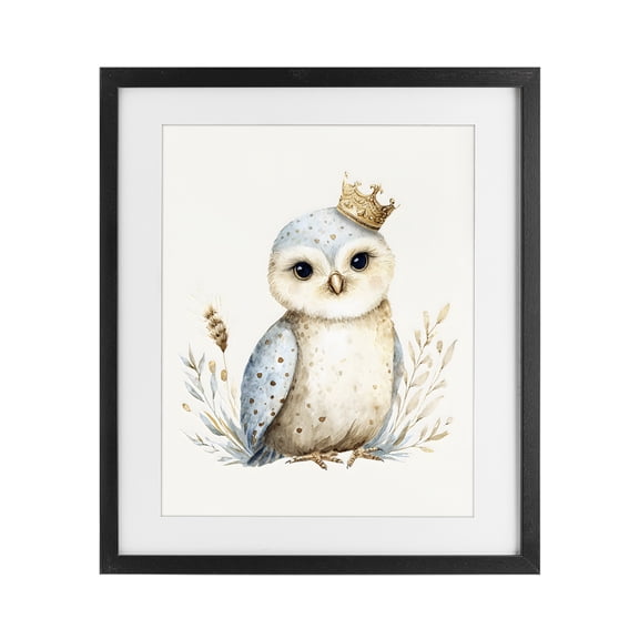 Stupell Industries Watercolor Nursery Owl Black Framed Print Under Glass, design by LSR Design Studio