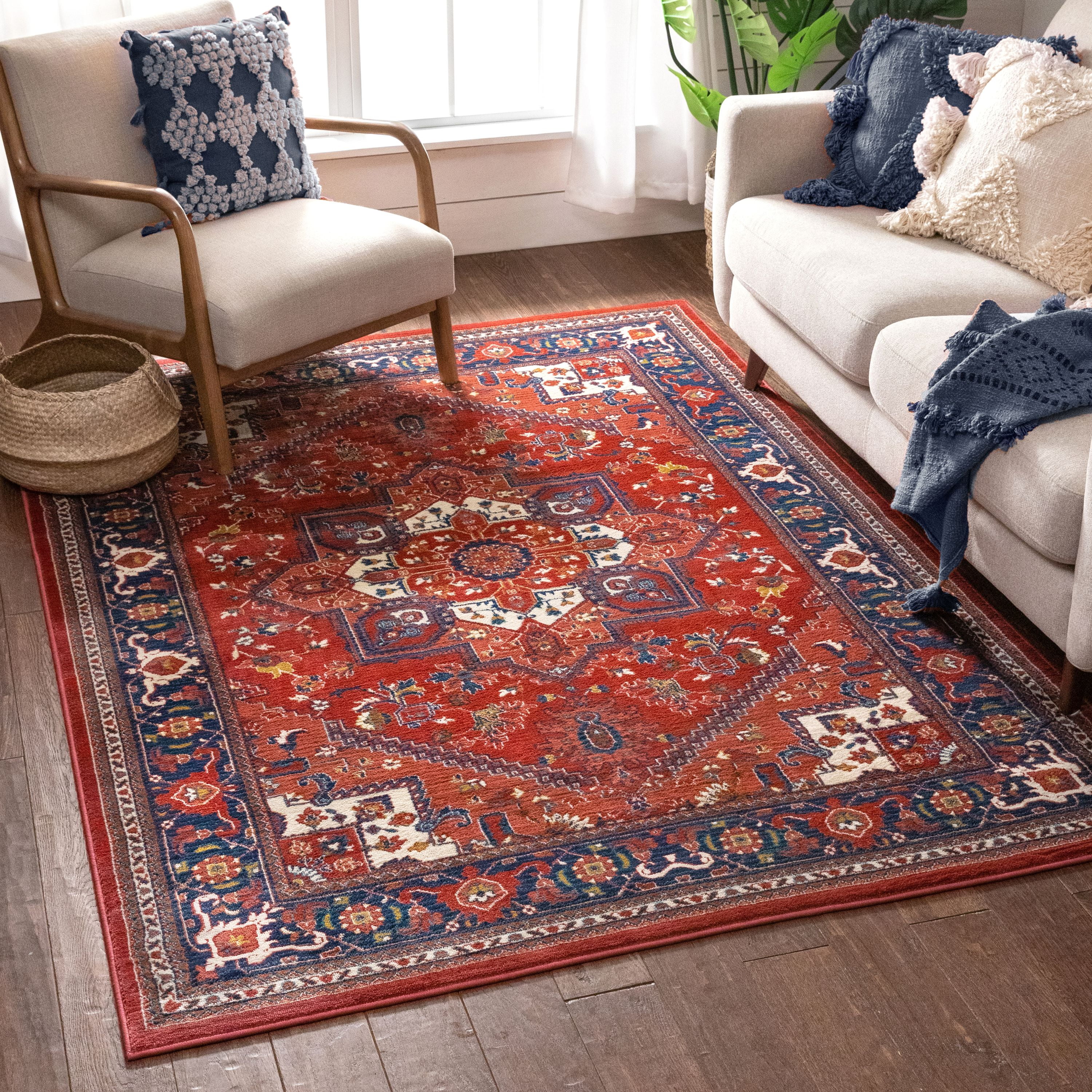 Rust Red Traditional Living Room RugSmall Large Distressed Tribal Rug Runner 