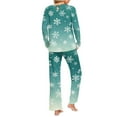 thumbnail image 4 of Tnhcen Women's Christmas Snowflake Print Pajamas 2-Piece Set Cozy Soft Stretchy Poly Spandex Blend Pocket Long Sleeve Top + Pants Holiday Sleepwear S-3XL, 4 of 8