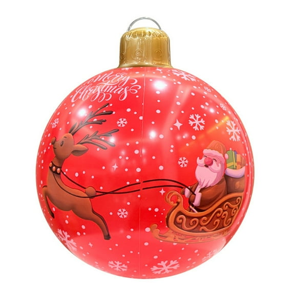 23.6 Inch Giant Inflatable Christmas Balls Ornaments, PVC Christmas Inflatables Balls Hanging Decoration for Christmas Tree Yard Lawn Porch Garden