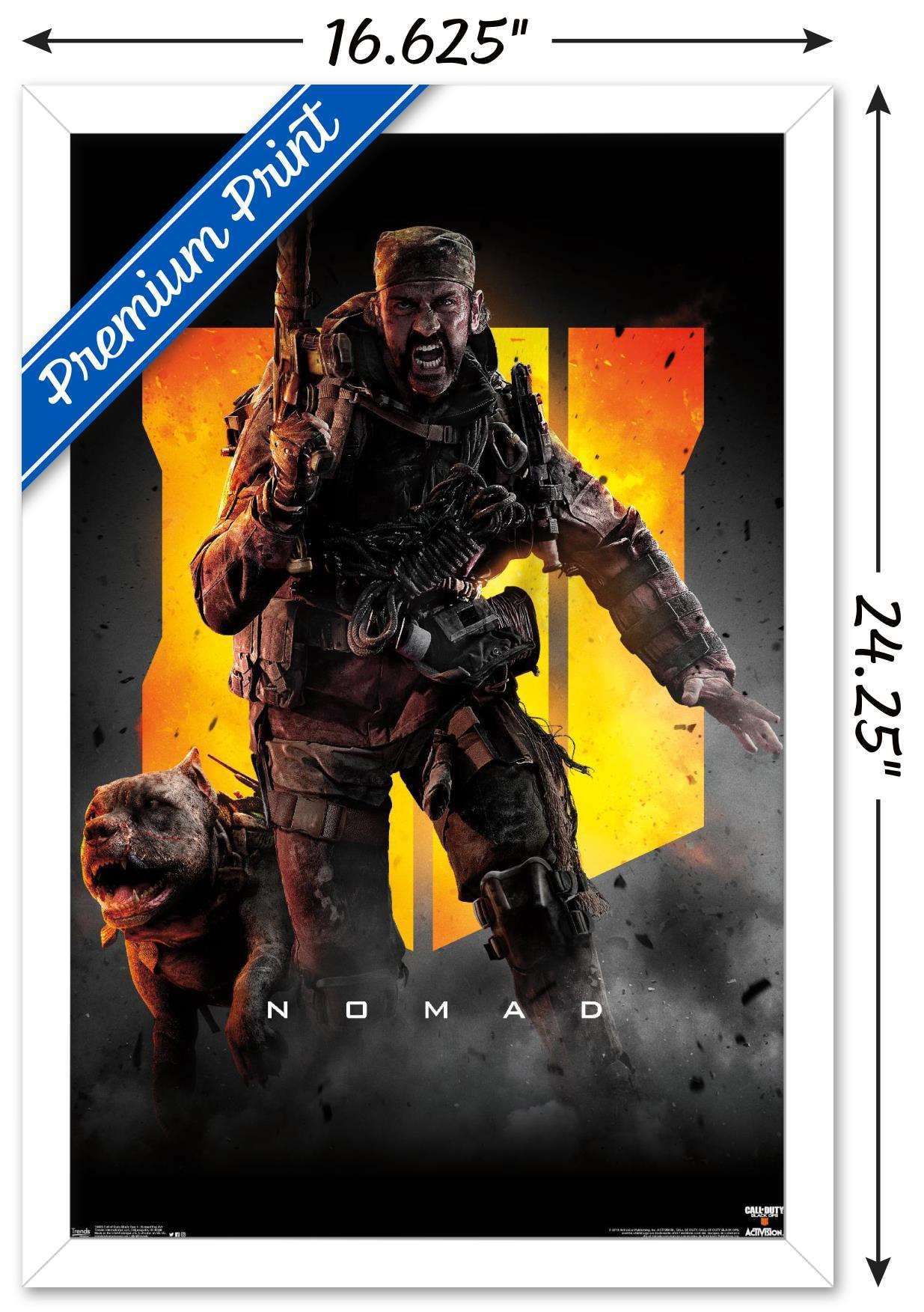Call of Duty: Black Ops 4 - Nomad Key Art Wall Poster, 14.725" x 22.375", Framed