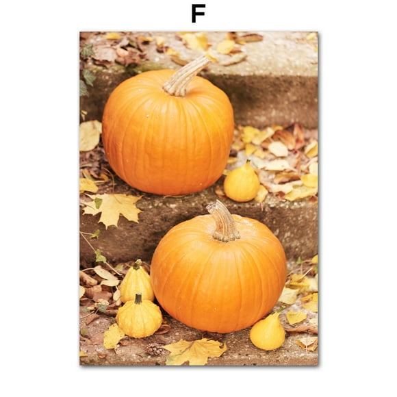 Modern Autumn Fall Leaves Maple Leaf Pumpkin Book Wall Art Canvas Painting Poster Printable Wall HD Picture for Living Room Home50 x 70 cm (without frame),F
