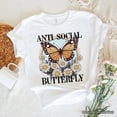 thumbnail image 6 of Anti Social Butterfly T-Shirt, Retro White and Natural Tee for Quirky and Independent Women, 6 of 8