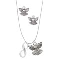 thumbnail image 1 of Delight Jewelry Silvertone BAE Infinity Sign Silver tone Guardian Angel Charm Necklace and Stud Earrings, 1 of 4