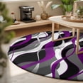 thumbnail image 3 of Small Round Rug 3Ft, Modern Geometric Non-Slip Washable Circle Rugs Carpet, Abstract Minimalist Lines Purple Black Indoor Outdoor Rug Floor Mats Throw Runner for Bedroom Living Room Bathroom, 3 of 8
