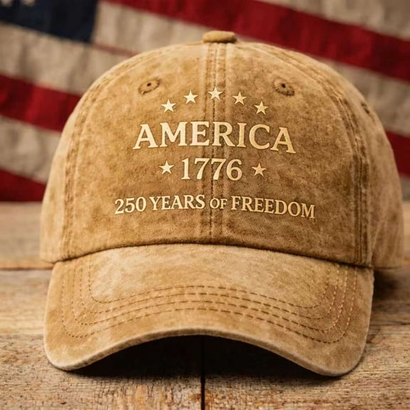 Evdexr 250 Anniversary USA Hat Adjustable 1776 - 2026 Patriotic Trucker Hat Denim Baseball Cap Men's Baseball Caps Earthy Yellow