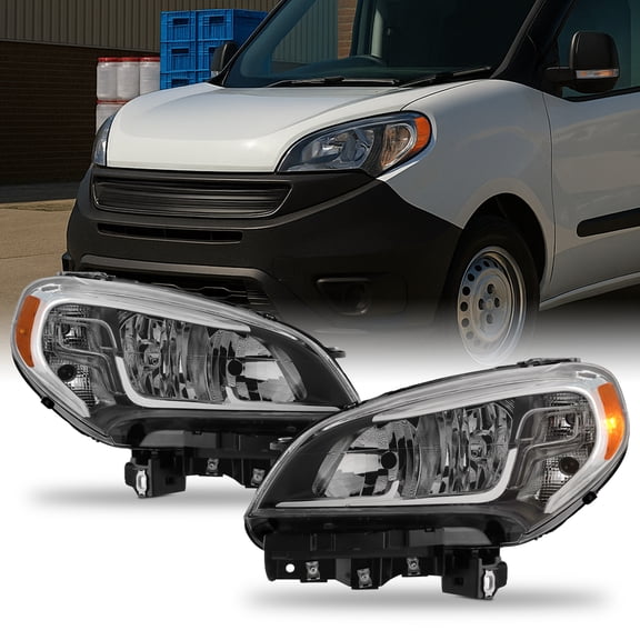 AKKON - Fits 2015-2022 RAM ProMaster City Chrome Headlights Headlamps Pair Driver Passenger Replacement 15-22