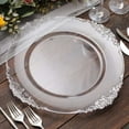 thumbnail image 2 of Efavormart 6 Pack Clear Silver 13" Round Baroque Charger Plates Leaf Embossed Rim for Tabletop Decor Catering Event Decoration, 2 of 6