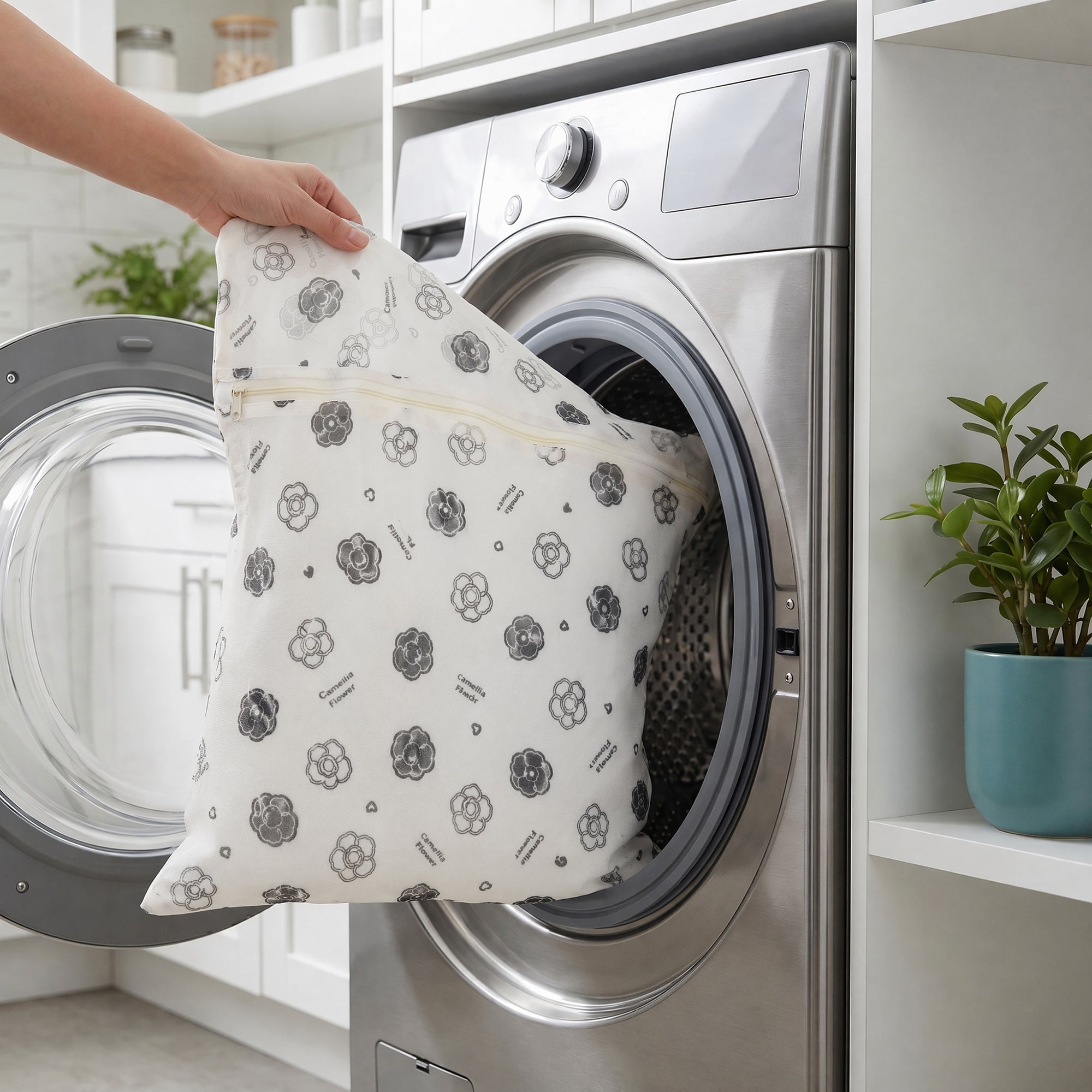Unique Bargains 2 Pack Mesh Laundry Bags with Durable Zipper Closure for Socks Beige 15.7"x19.7"