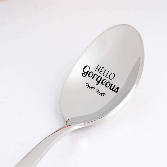 Gift for Girlfriend - Hello Gorgeous Engraved Spoon Gift for Women | Wedding Anniversary/Birthday Gift for Wife from Husband | Valentine Day Gifts from Boyfriend