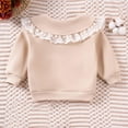 thumbnail image 4 of Bnwani Long Sleeve Toddler Shirts Plain Cotton Winter Fall Crew Neck Fleece Casual Cute Solid Lace Tops 0-6 Months, 4 of 9