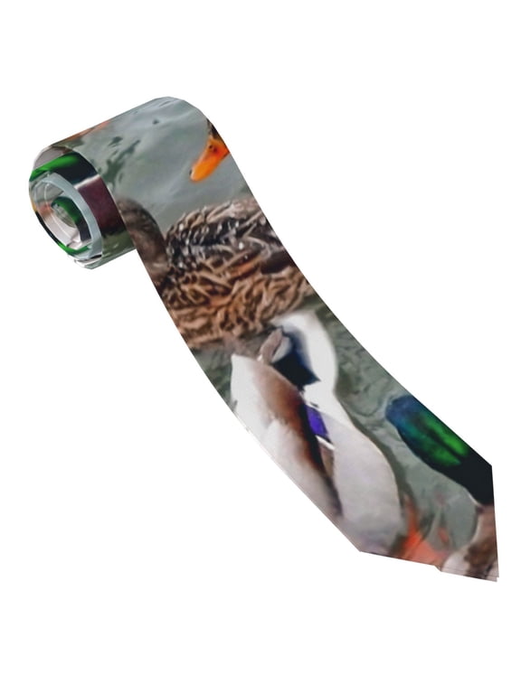 Mallard Ducks Swimming Print Tie For Men Necktie Woven Jacquard Neck Ties,Classic Men's Tie