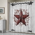 thumbnail image 5 of Rustic Barn Door Shower Curtain, Vintage Dark Black Red Star Berry Beige Wood Board Waterproof Shower Curtain Set with 12 Hooks Lightweight Bath Curtains Fabric Bathroom Decor 60x72 Inches, 5 of 9