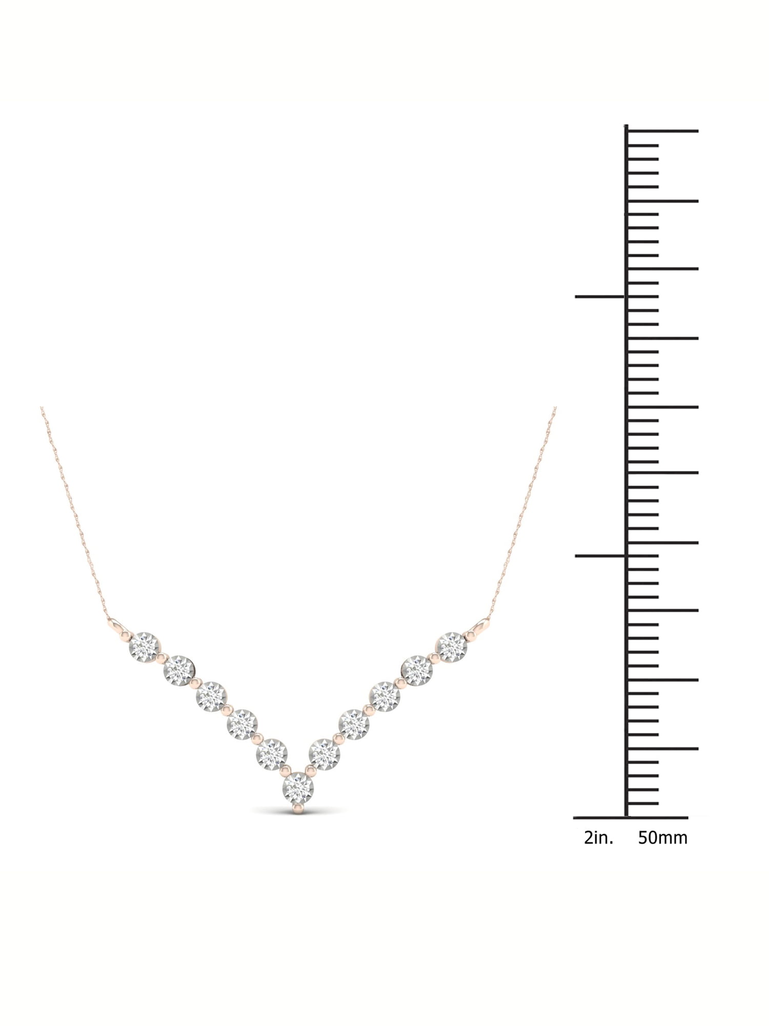 Diamond Initial V Necklace 1/20 ct tw Round-cut 10K White Gold