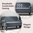 thumbnail image 3 of vidaXL 47” W Small Loveseat, Velvet Chesterfield Sofa, 2 Seater Couch for Living Room, Dark Gray, 3 of 8