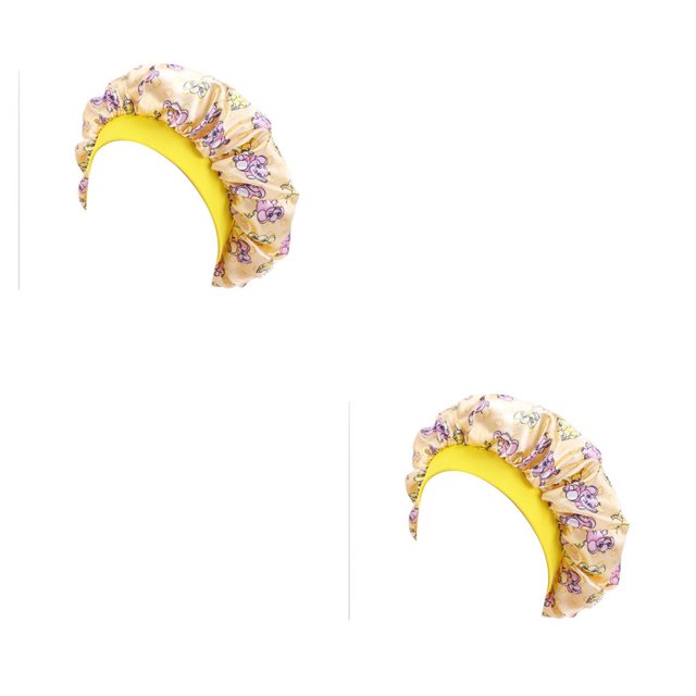 Sonducket Adolescentes Bebé Niños Satén Bonnet Impreso Elasticidad Moda Suavidad Sombrero Sombreros Gorros de dormir Pequeño elefante yello Pequeño elefante amarillo 2Conjunto