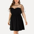 thumbnail image 6 of USSUMA Womens Dresses Vacation, Women's Plus Size Dress Round Neck Mesh Short Sleeve Elastic Waist Short Mini Dresses Beach Vacation Sun Dress, 6 of 8