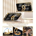 thumbnail image 4 of for Samsung Galaxy A55 5G Case, Screen Protector, 360° Rotatable Ring Holder Magnetic Kickstand,Plated Gold Edge Slim Soft TPU Protective Phone Cover for Galaxy A55 5G (Black), 4 of 7