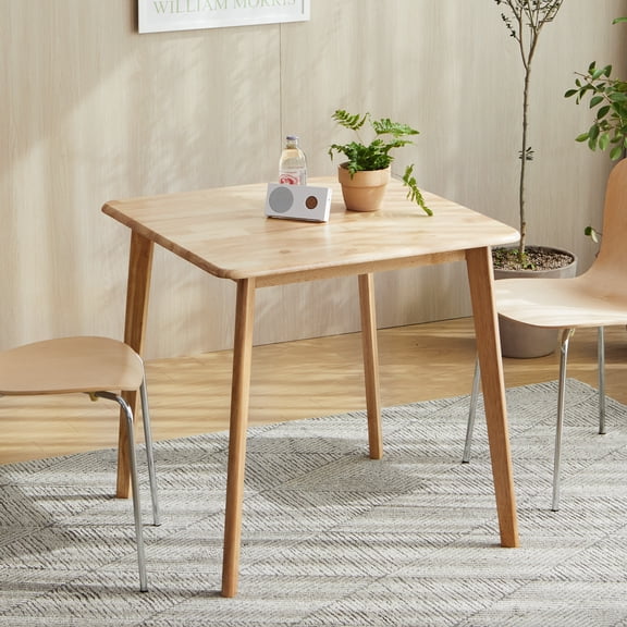 Livinia Canberra 27.6" Square Wooden Dining Table/Malaysian Oak Kitchen Table (Natural-Oak)