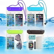 FECEDY 4 Packs Universal Waterproof Case Big Phone Dry Bag Pouch Tablet case for 2pcs iPhone 13 12 11 Pro Xs/XR/X/Max 10 9 8 7 6S Plus Samsung Galaxy S10 S10e S9 S8 +/Note 9 8, Pixel 3 2 XL