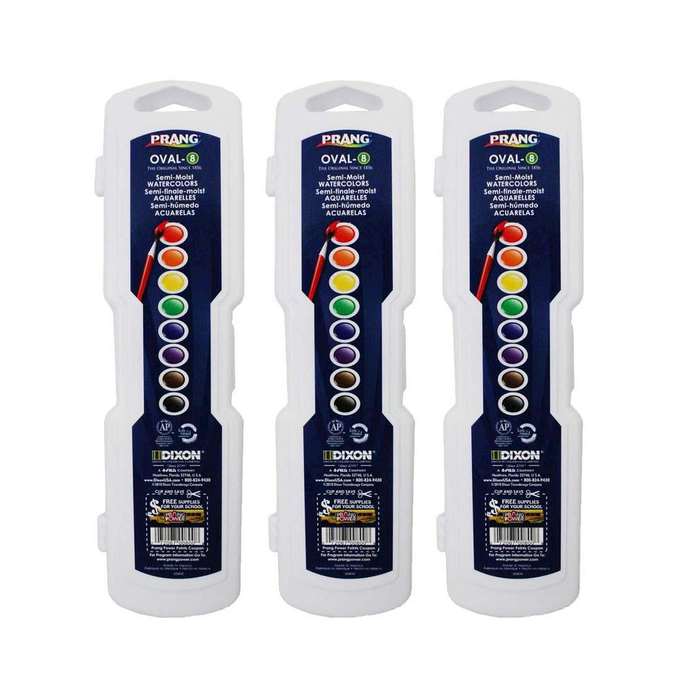 Dixon Ticonderoga DIX00800-3 Prang Oval 8 Water Colors - 3 Each