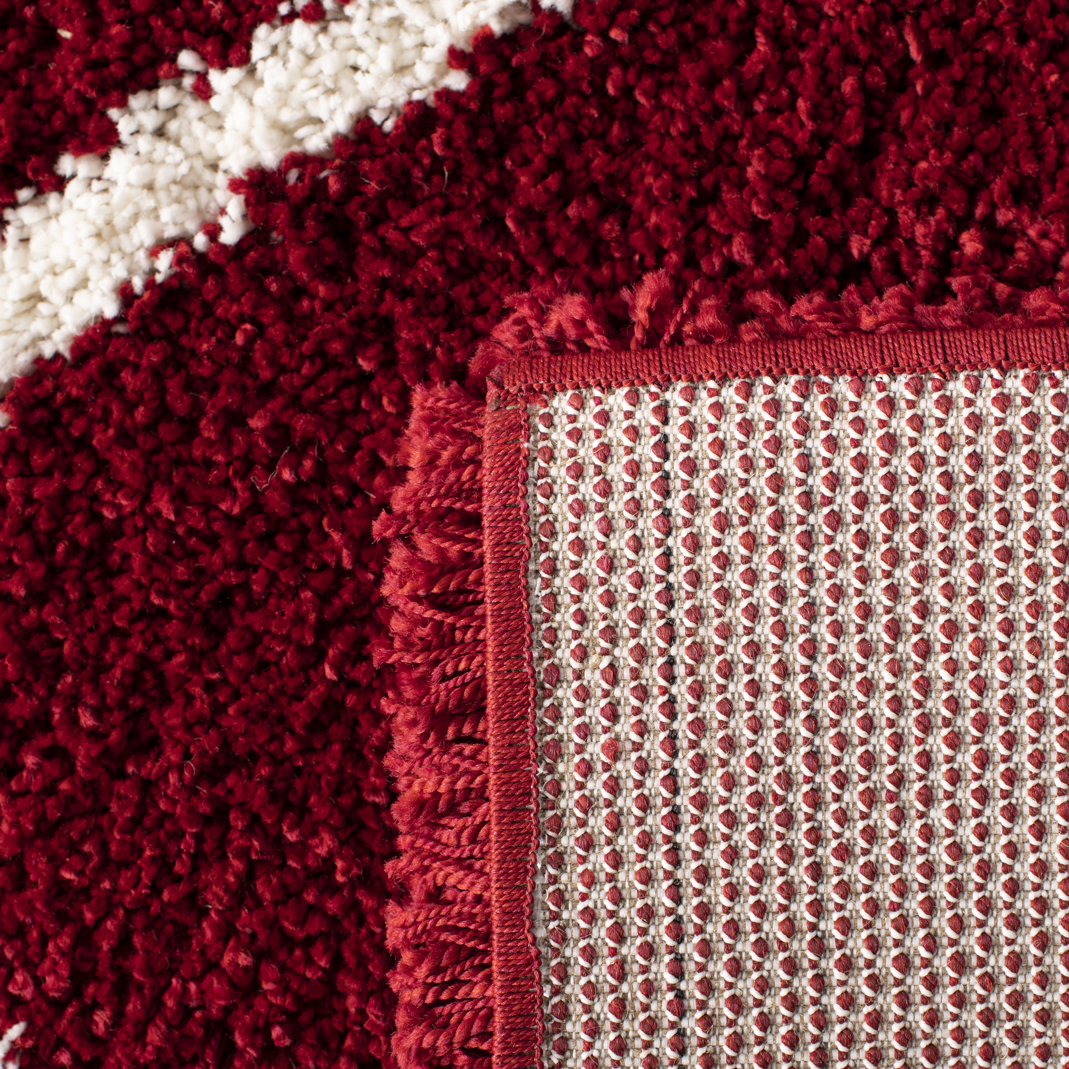 Safavieh Hudson Amias Geometric Shag Area Rug, Red/Ivory, 11' x 15'